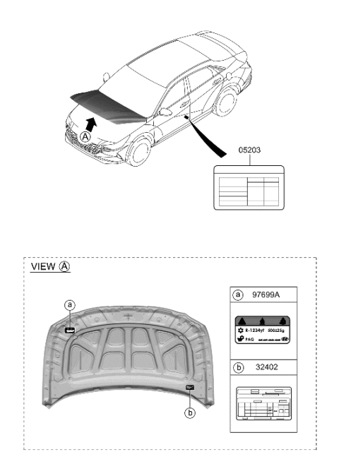 2021 Hyundai Elantra Label-Emission Diagram for 32430-2JCN1