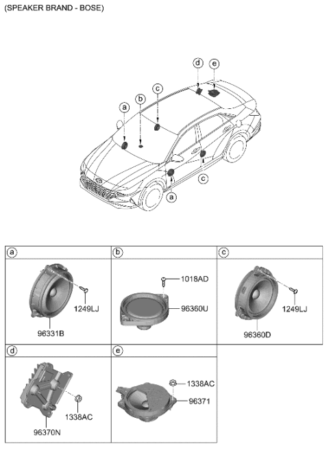 2021 Hyundai Elantra Speaker Assembly-Front Center Diagram for 96350-AA100
