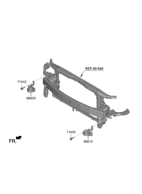 2011 Hyundai Accent Horn Assembly-High Pitch Diagram for 96621-AA000