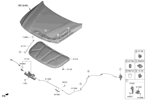 2022 Hyundai Elantra Cable Assembly-Hood Latch Release Diagram for 81190-AA100