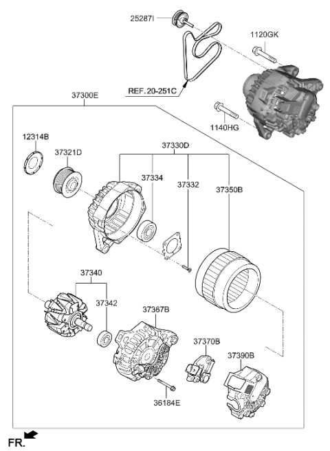 2023 Hyundai Elantra Korean made Alternator Diagram 1