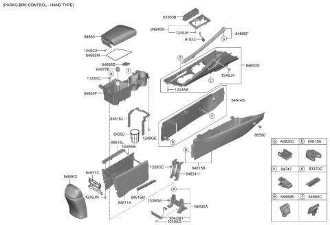2021 Hyundai Elantra Korean made Console Diagram 2