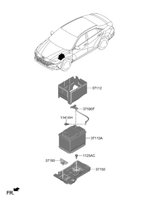 2021 Hyundai Elantra Insulation Pad-Battery Diagram for 37112-AA600