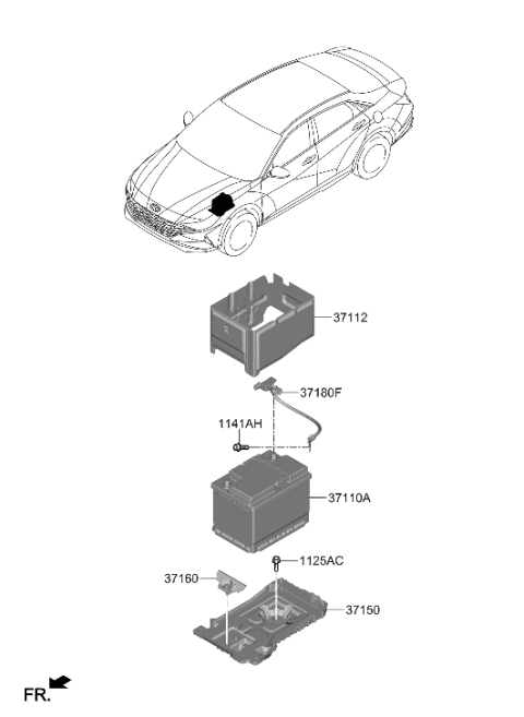 2009 Hyundai Accent Tray Assembly-Battery Diagram for 37150-AA000