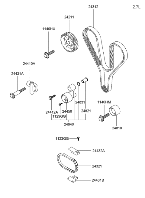 2005 Hyundai Sonata Old Body Style Camshaft & Valve Diagram 1
