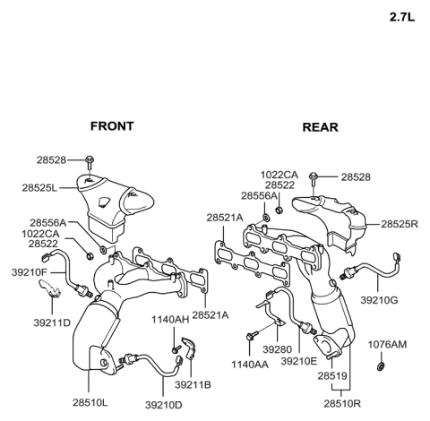 2005 Hyundai Sonata Old Body Style Exhaust Manifold Diagram 2