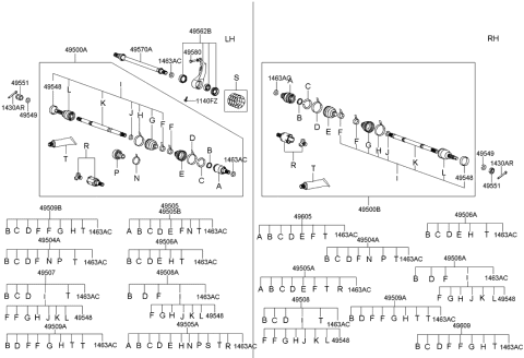 2004 Hyundai Sonata Joint Assembly-Constant Velocity L Diagram for 49500-38402
