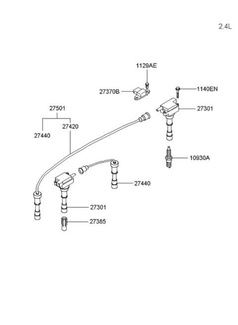 2005 Hyundai Sonata Old Body Style Spark Plug & Cable Diagram 1
