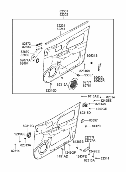 2009 Hyundai Genesis Grommet-Door Trim Mounting Diagram for 82318-38001