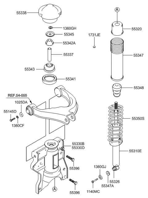 2001 Hyundai Sonata Cap-Rear Shock Absorber Noise Diagram for 55339-38700