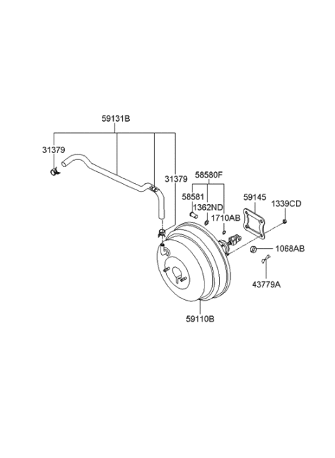 2001 Hyundai Sonata Booster Assembly-Brake Diagram for 59110-3D020