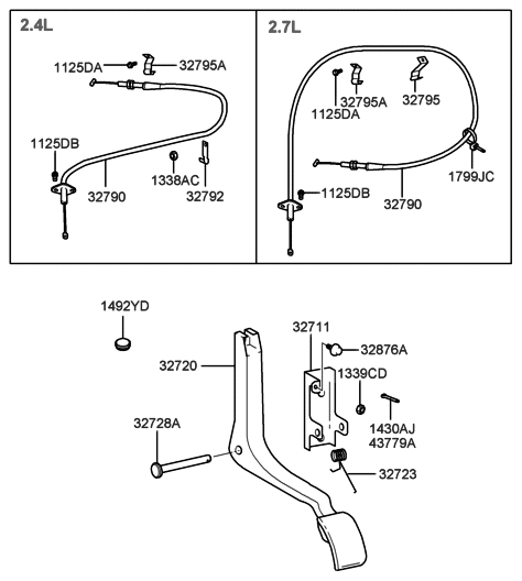 2002 Hyundai Sonata Clamp-Accelerator Cable Diagram for 32795-38021