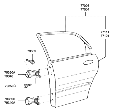 2005 Hyundai Sonata Old Body Style Panel-Rear Door Diagram