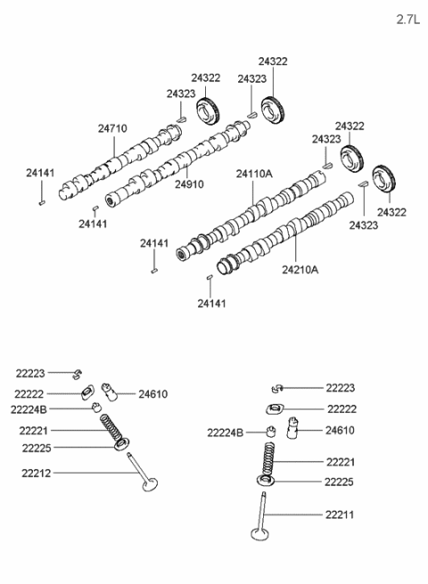 2005 Hyundai Sonata Old Body Style Camshaft & Valve Diagram 2