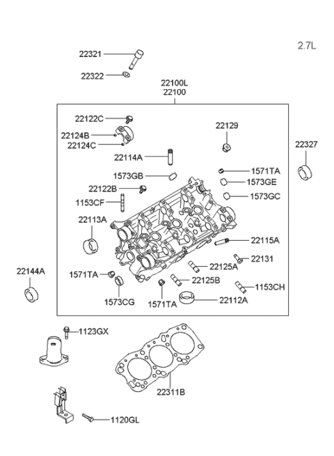 2005 Hyundai Sonata Old Body Style Cylinder Head Diagram 2