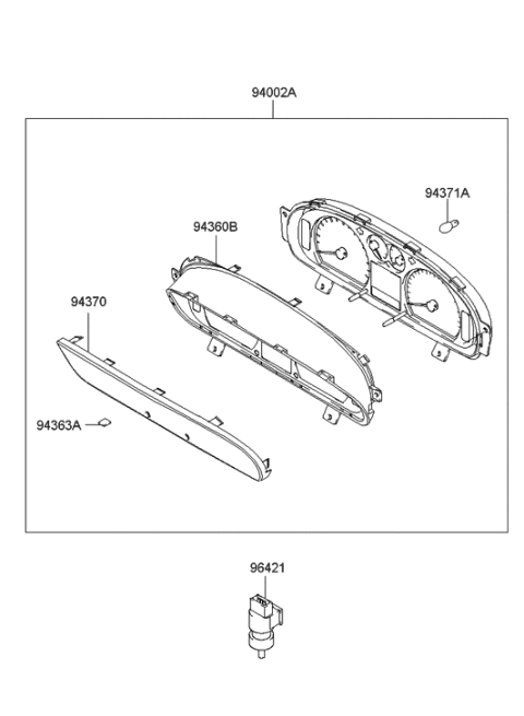 1994 Hyundai Excel Cluster Assembly-Instrument(Mph) Diagram for 94001-3D450