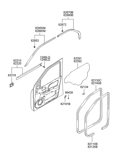 2005 Hyundai Sonata Old Body Style Front Door Moulding Diagram