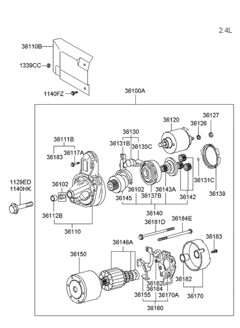 2005 Hyundai Sonata Old Body Style Starter Motor Diagram 1