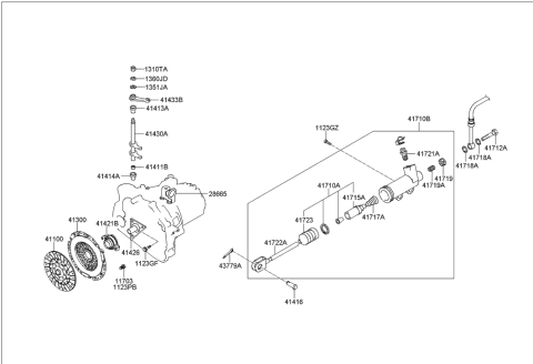 2012 Hyundai Genesis Lever-Release Fork Shaft Diagram for 41433-28021
