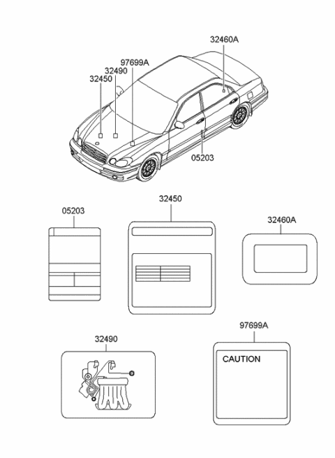 1992 Hyundai Excel Label-Smog Index Diagram for 32460-23510
