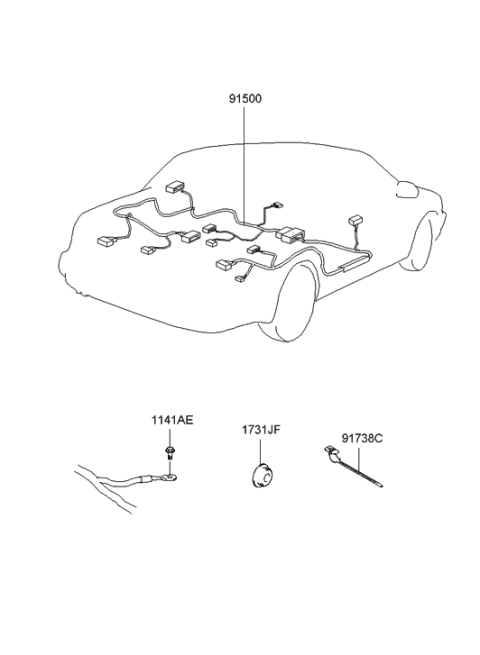 2002 Hyundai Sonata Wiring Assembly-Floor Diagram for 91502-3D481
