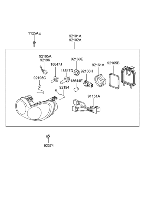 2003 Hyundai Sonata Wiring Assembly-Head Lamp Diagram for 92150-3D050