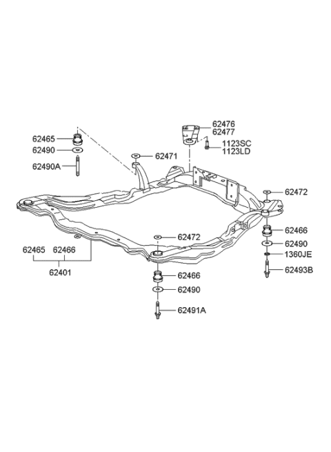 2005 Hyundai Sonata Old Body Style Front Suspension Crossmember Diagram