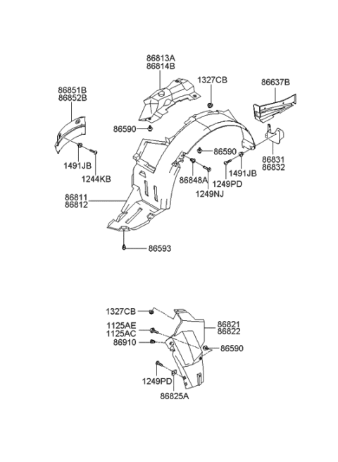 2005 Hyundai Sonata Old Body Style Wheel Gaurd Diagram