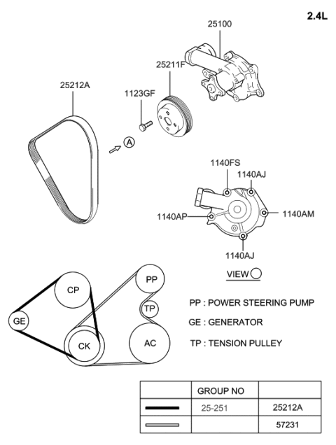 2005 Hyundai Sonata Old Body Style Coolant Pump Diagram 1