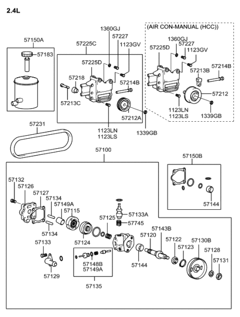 2005 Hyundai Sonata Old Body Style Power Steering Oil Pump Diagram 1