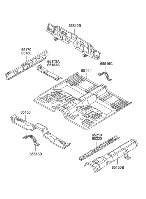 2005 Hyundai Sonata Old Body Style Floor Panel Diagram 1