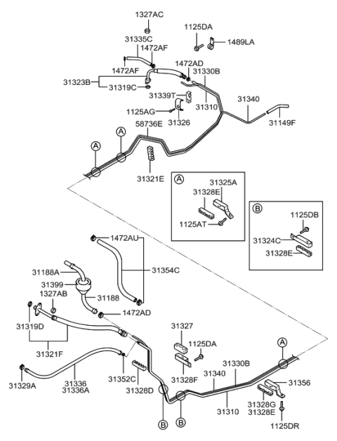 2002 Hyundai Sonata Hose-Vapor Tube To PCSV Diagram for 31354-38150