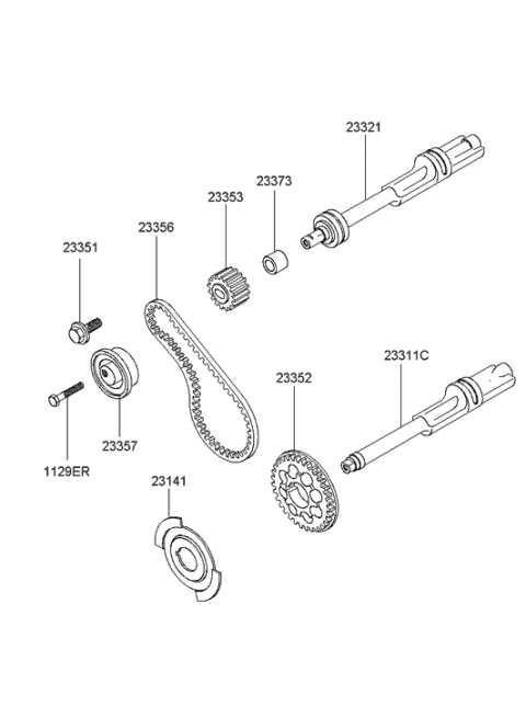 2004 Hyundai Sonata Balance Timing Belt Diagram for 23356-38011