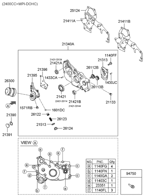 2002 Hyundai Sonata Front Case Diagram 1