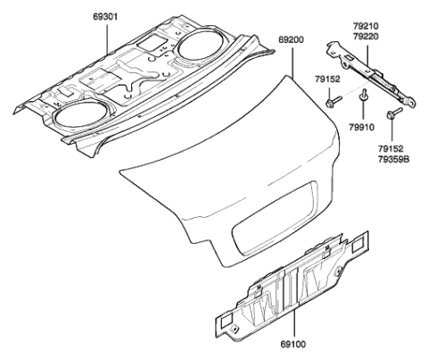 2003 Hyundai Sonata Panel Assembly-Back Diagram for 69100-3D100