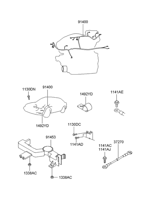 2001 Hyundai Sonata Wiring Assembly-Engine Control Module Diagram for 91402-3D631