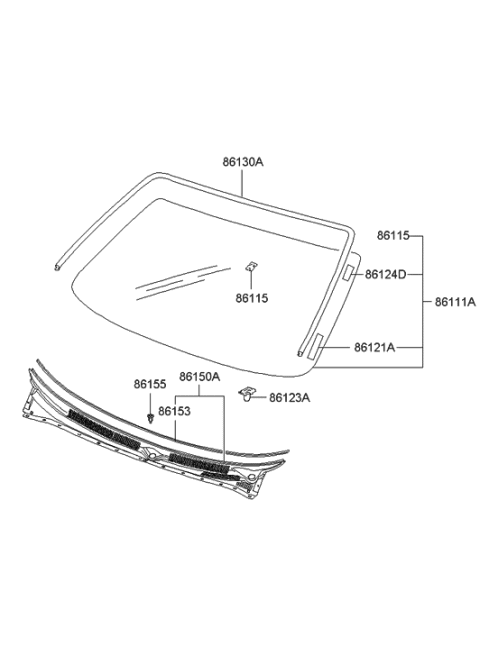 2002 Hyundai Sonata Moulding-Windshield Glass Diagram for 86137-3D000