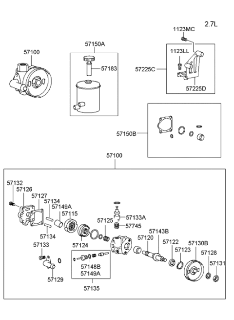 2005 Hyundai Sonata Old Body Style Power Steering Oil Pump Diagram 2