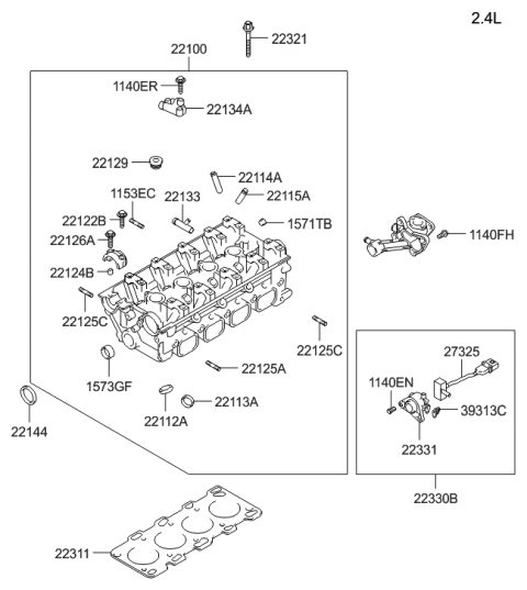 2005 Hyundai Sonata Old Body Style Cylinder Head Diagram 3