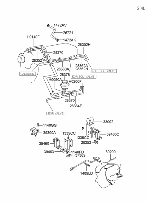 2005 Hyundai Sonata Throttle Body & Injector Diagram 2