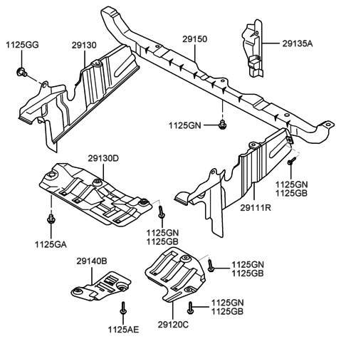 2005 Hyundai Sonata Mud Gaurd Diagram