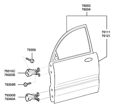2005 Hyundai Sonata Old Body Style Panel-Front Door Diagram