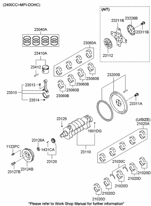 2005 Hyundai Sonata Old Body Style Crankshaft & Piston Diagram 1