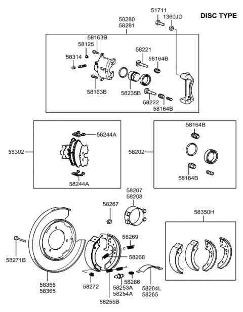 2005 Hyundai Sonata Old Body Style Rear Wheel Brake Diagram 2