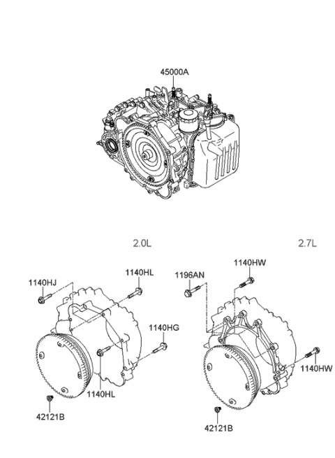 2002 Hyundai Sonata Transaxle Assy-Auto Diagram