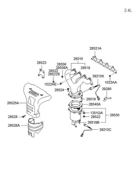 2005 Hyundai Sonata Old Body Style Exhaust Manifold Diagram 1