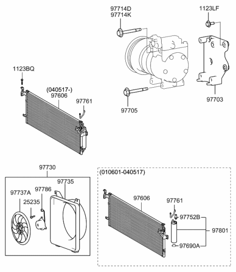 2005 Hyundai Sonata Old Body Style Air conditioning System-Cooler Line Diagram 2