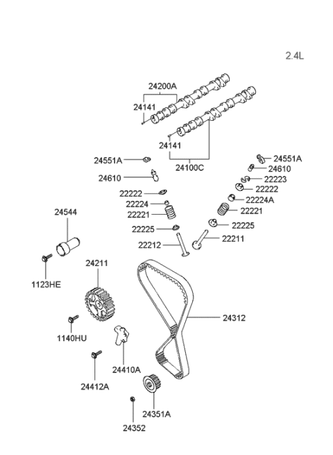 2005 Hyundai Sonata Old Body Style Camshaft & Valve Diagram 3