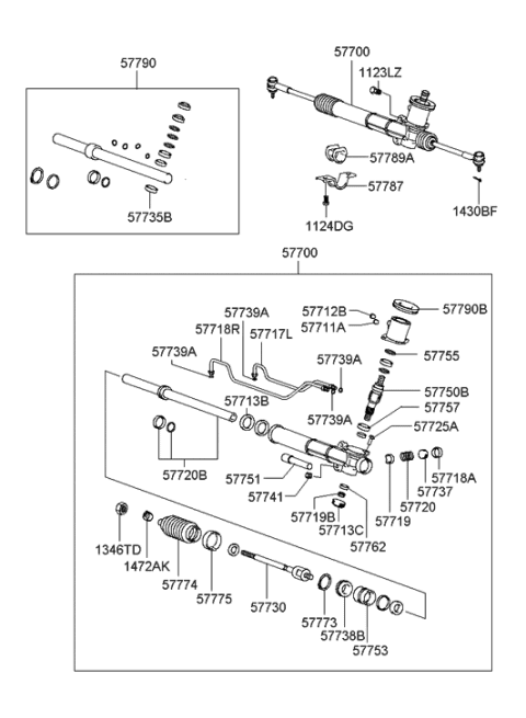 2001 Hyundai Sonata Gear & Linkage Assembly-Power Steering Diagram for 57700-38200