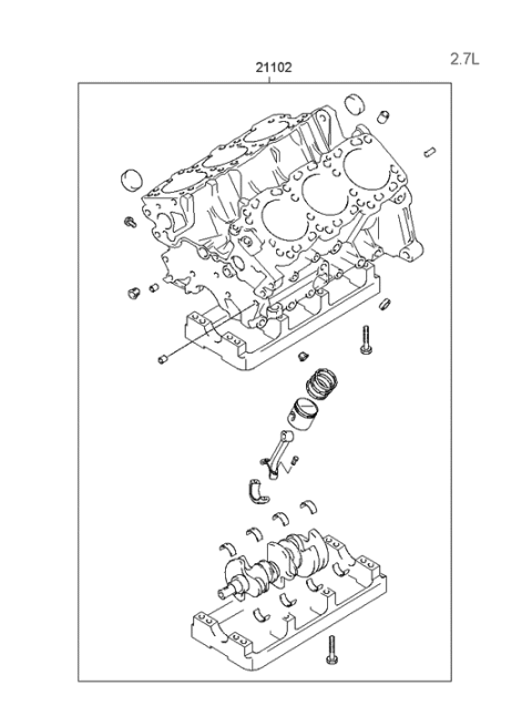2005 Hyundai Sonata Old Body Style Short Engine Assy Diagram 2